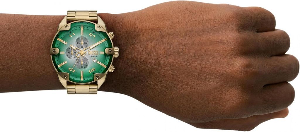 DIESE EL SPIKED 5 BAR MENS  GOLD GREEN 710