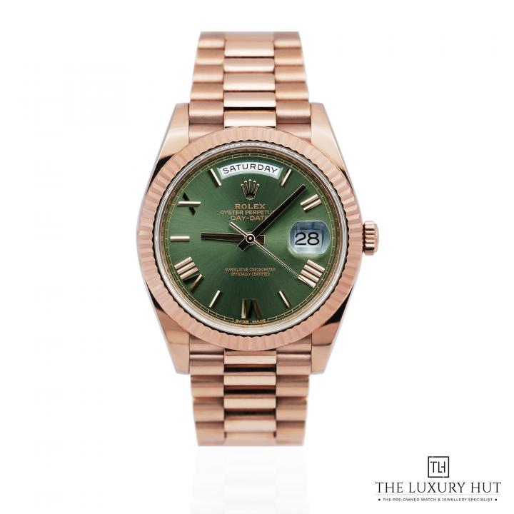 ROLE EX OYSTER PERPETUAL DAY DATE ZR ROSE GREEN DIAL HVY 48