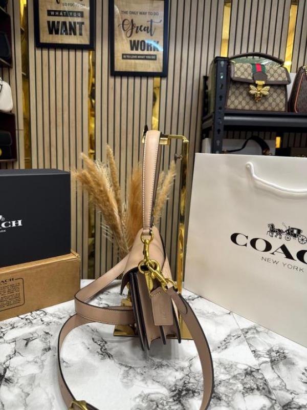 Coac Tabby Chain Clutch In Snake-embossed C Logo Shoulder Bag With Double Og Box And Dust Bag Includes Carry Bag (Khaki)