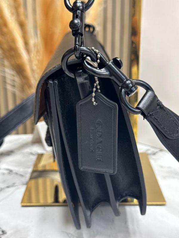 Coac Tabby Chain Clutch In Snake-embossed C Logo Shoulder Bag With Double Og Box And Dust Bag Includes Carry Bag (Full Black)
