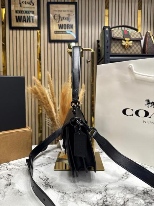 Coac Tabby Chain Clutch In Snake-embossed C Logo Shoulder Bag With Double Og Box And Dust Bag Includes Carry Bag (Full Black)