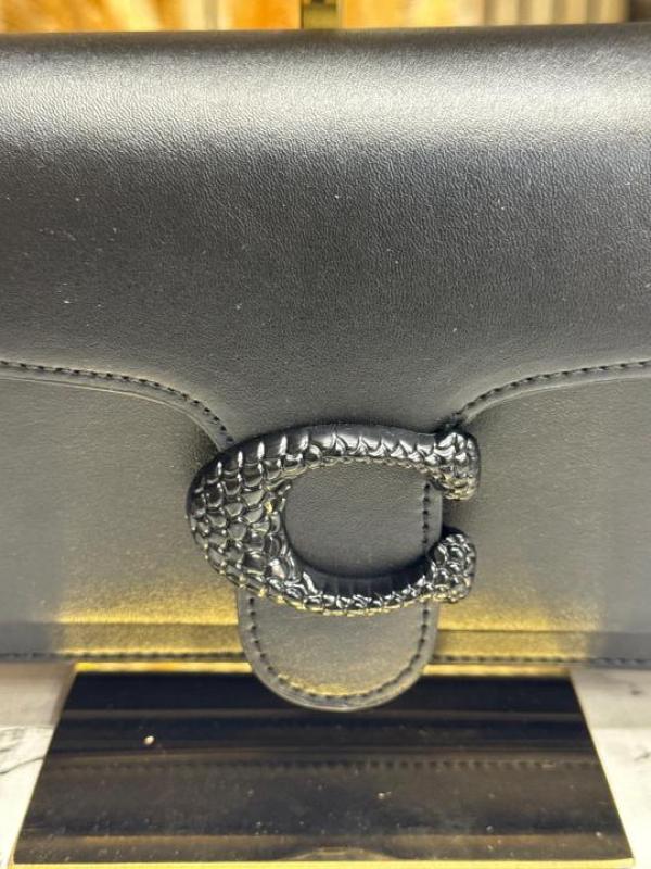 Coac Tabby Chain Clutch In Snake-embossed C Logo Shoulder Bag With Double Og Box And Dust Bag Includes Carry Bag (Full Black)