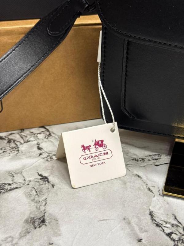 Coac Tabby Chain Clutch In Snake-embossed C Logo Shoulder Bag With Double Og Box And Dust Bag Includes Carry Bag (Full Black)