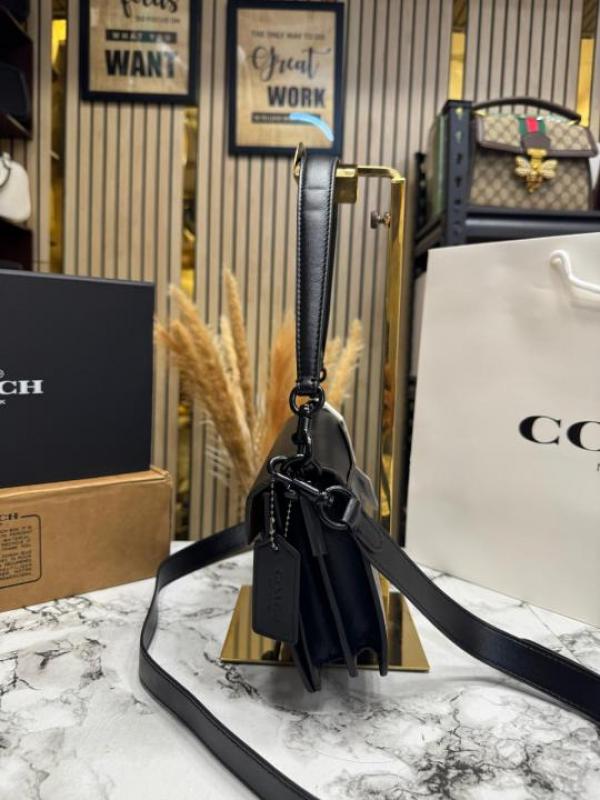 Coac Tabby Chain Clutch In Snake-embossed C Logo Shoulder Bag With Double Og Box And Dust Bag Includes Carry Bag (Black)