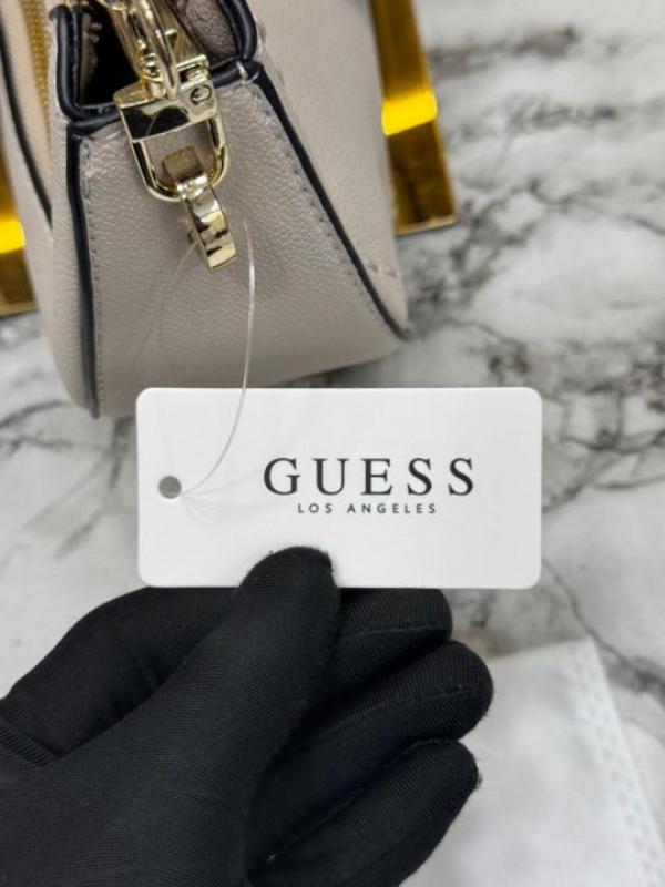 Guess Nastra Top Zip Shoulder Bag With Box And Dust Bag (White)