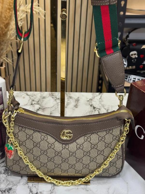 Gucc GG Ophidia Supreme Shoulder Bag With Cherry Charm Includes Box And Dust Bag (735132)