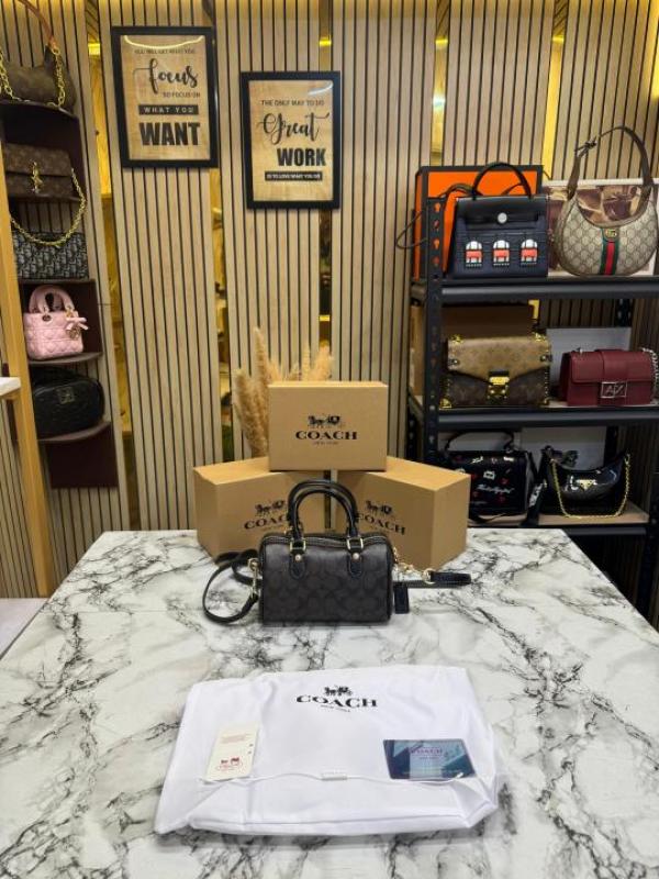 Coac Mini Boston Top Handle Crossbody Bag With Box And Dust Bag (Coffee-911)