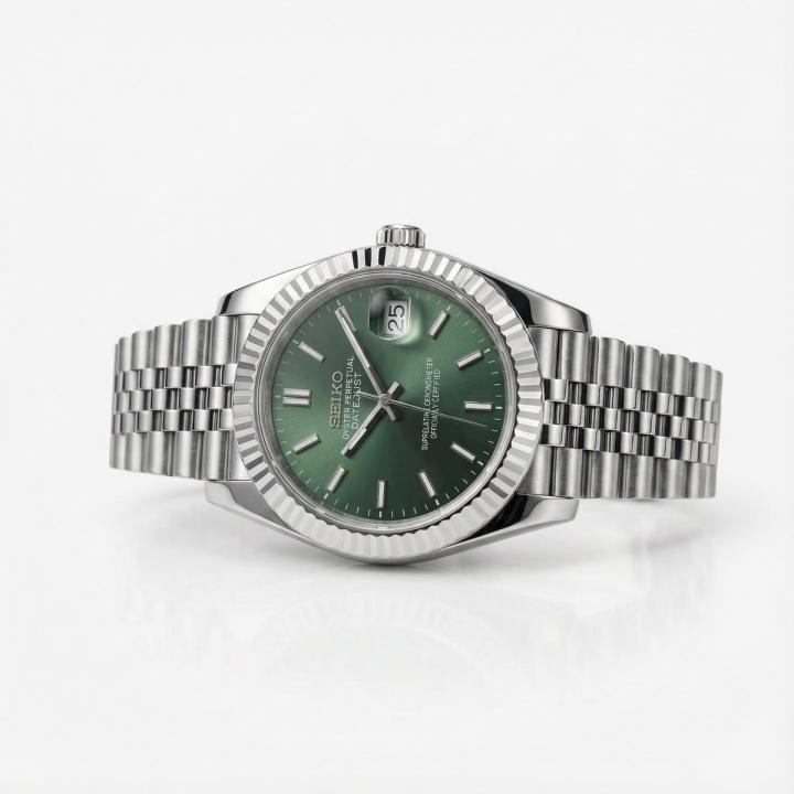 SEIK O MOD DATE JUST OLIVE GREEN DIAL 669