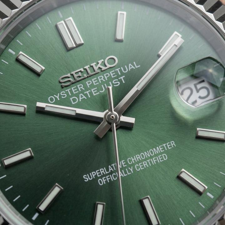 SEIK O MOD DATE JUST OLIVE GREEN DIAL 669
