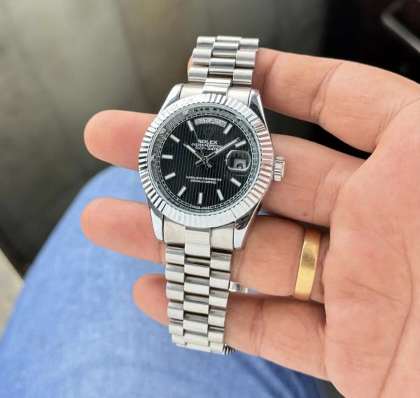 Oyster Perpetual RoleexDay Date Automatic Silver Black Dial