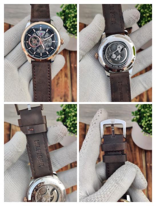 Tommyy Hilfiger Automatic Leather Belt Brown Two Tone AT143