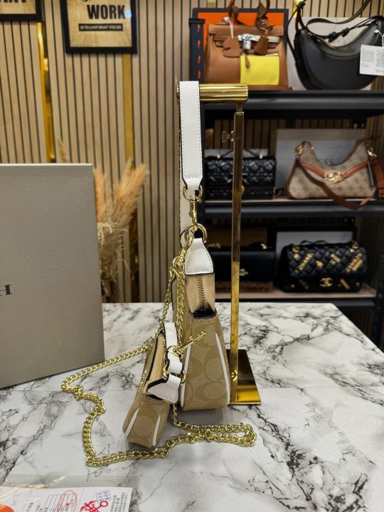 Coac Nolita Signature Canvas Shoulder Bag Wit ini Pouch Including Box And Dust Ba Apricot RICOT