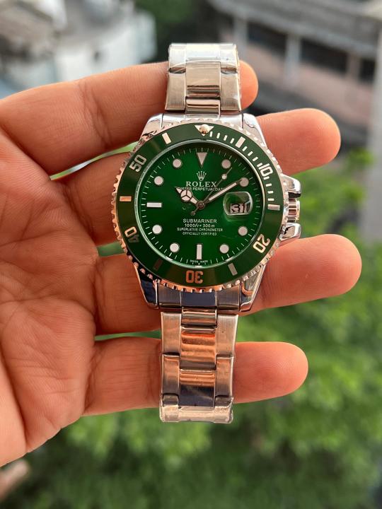 ROLEEX SUBMARINER SILVER GREEN  DIAL PREMIUM WATCH