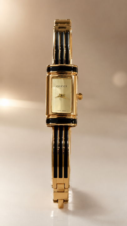 GUCCCI BAMBOO LADY ANALOG BLACK GOLD 734