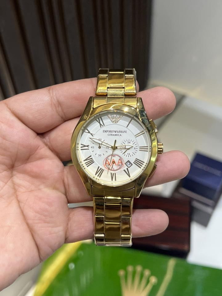 EMPORIO ARMA ALL CHRONO WORKING GOLD WHITE DIAL