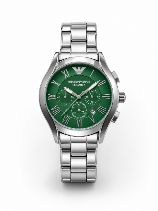 EMPORIO ARMA ALL CHRONO WORKING SILVER GREEN DIAL