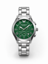 EMPORIO ARMA ALL CHRONO WORKING SILVER GREEN DIAL