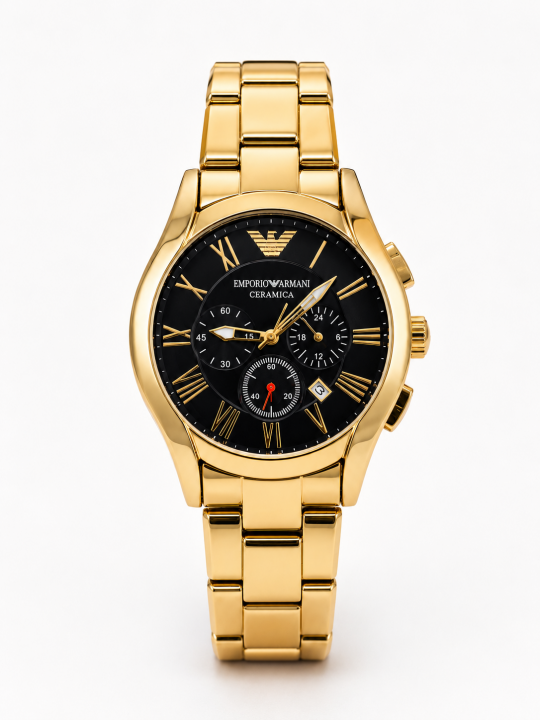 EMPORIO ARMA ALL CHRONO WORKING GOLD BLACK DIAL