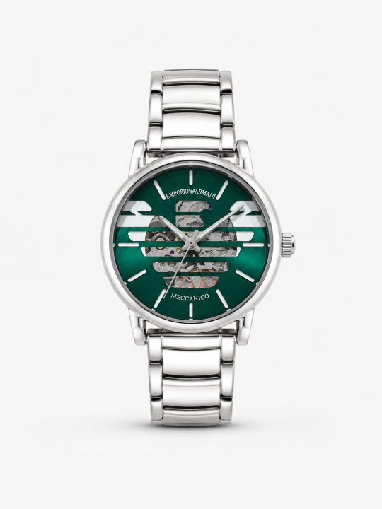 EMPORIO ARMA AUTOMATIC PREMIUM SILVER GREEN WATCH