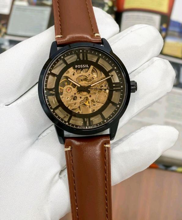 FOSSSIL TOWNSMAN AUTOMATIC BROWN LEATHER BELT AT165