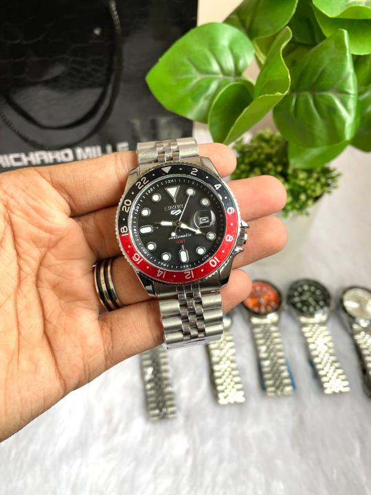 Seiko Sports GMT Open Back Red Black AT438