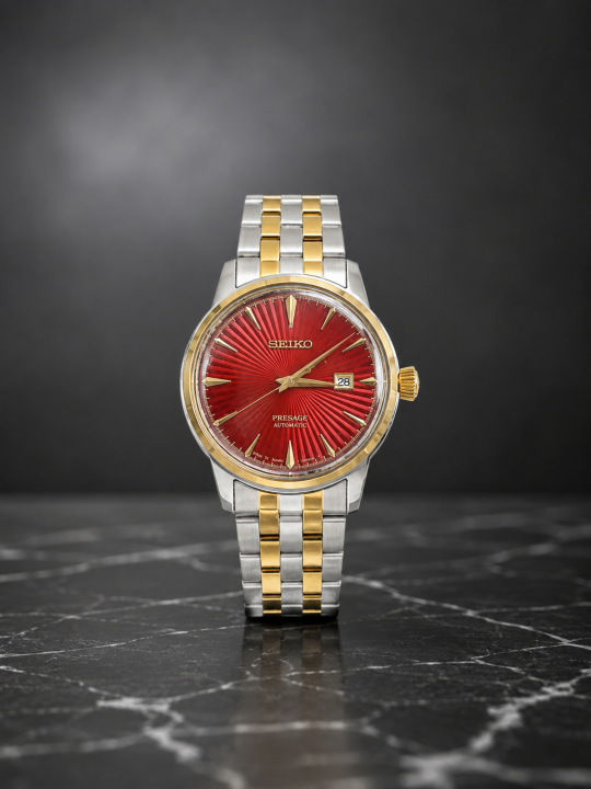 SEIK_O PRESAGE AUTOMATIC TWO TONE GOLD RED 238