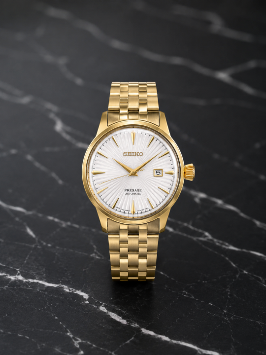 SEIK_O PRESAGE AUTOMATIC GOLD WHITE 235
