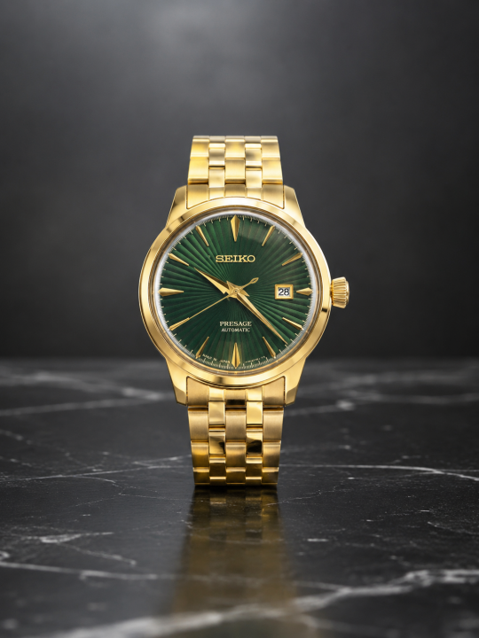 SEIK_O PRESAGE AUTOMATIC GOLD GREEN 233