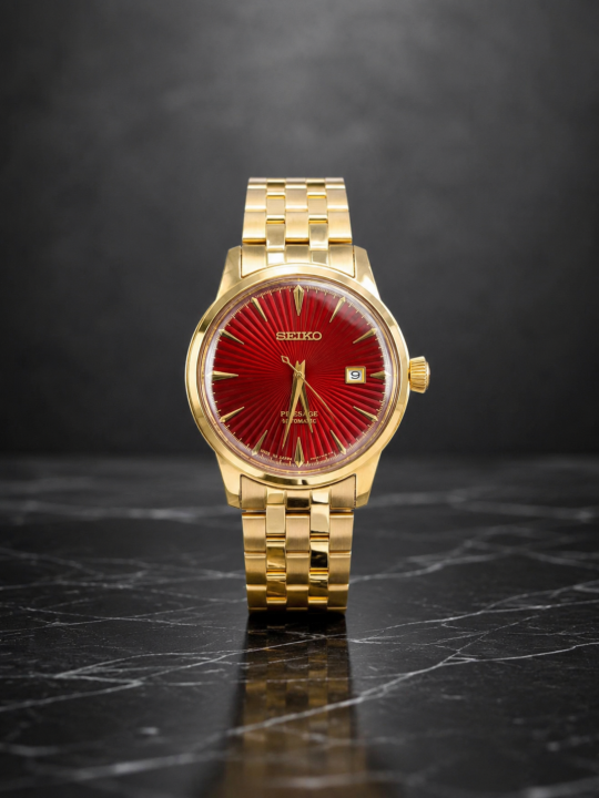 SEIK_O PRESAGE AUTOMATIC GOLD RED 234