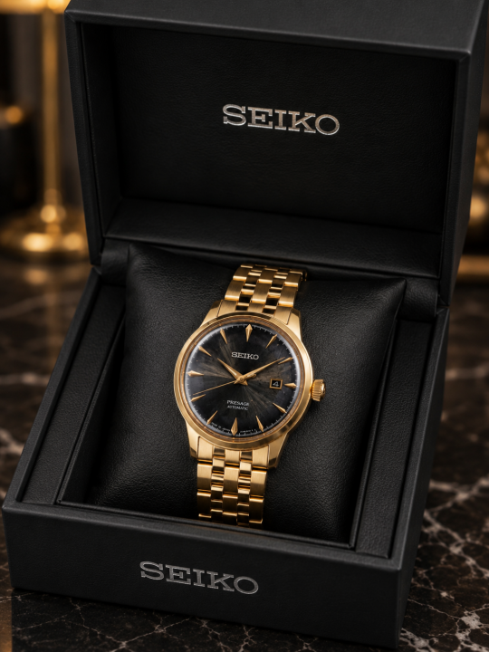 SEIK_O PRESAGE AUTOMATIC GOLD DUSTY BLACK 232