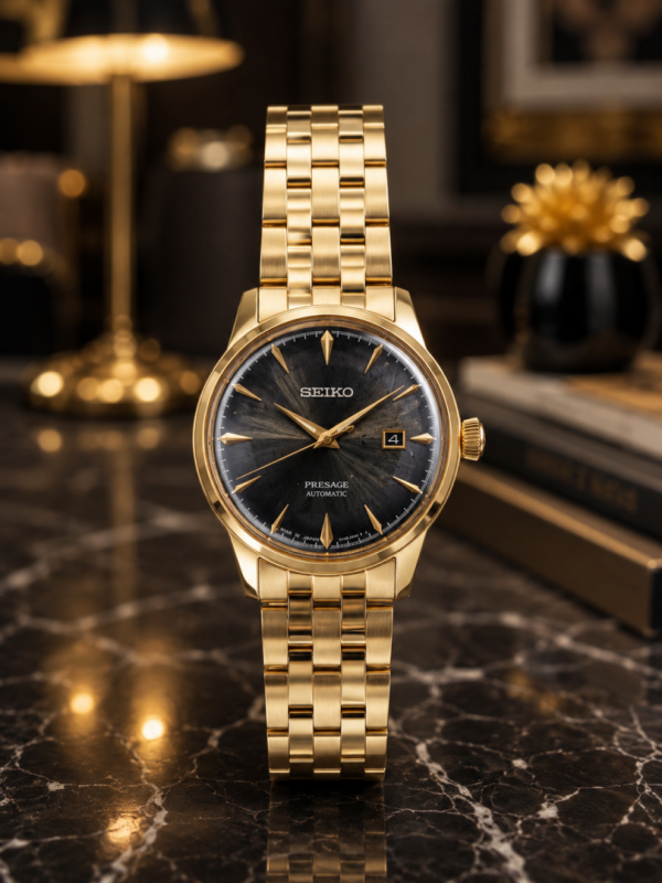 SEIK_O PRESAGE AUTOMATIC GOLD DUSTY BLACK 232