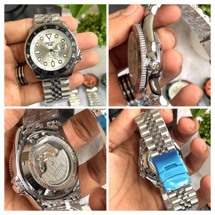 Seiko Sports GMT Open Back Silver White AT438