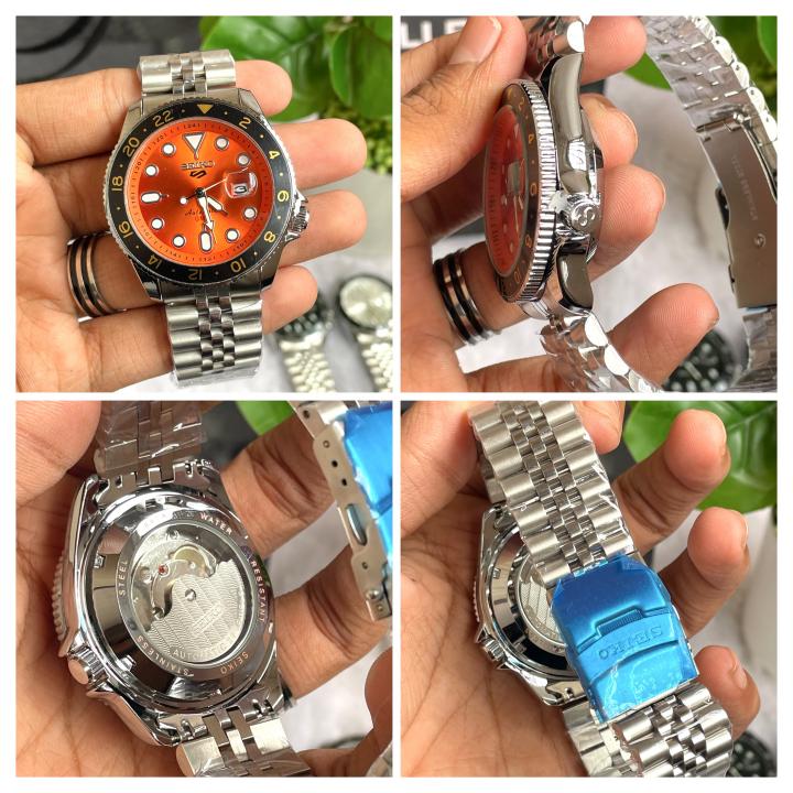 Seiko Sports GMT Open Back Silver Orange AT438