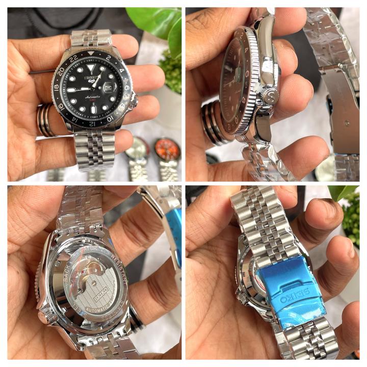 Seiko Sports GMT Open Back Silver Black AT438