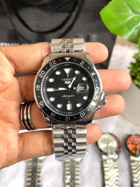Seiko Sports GMT Open Back Silver Black AT438