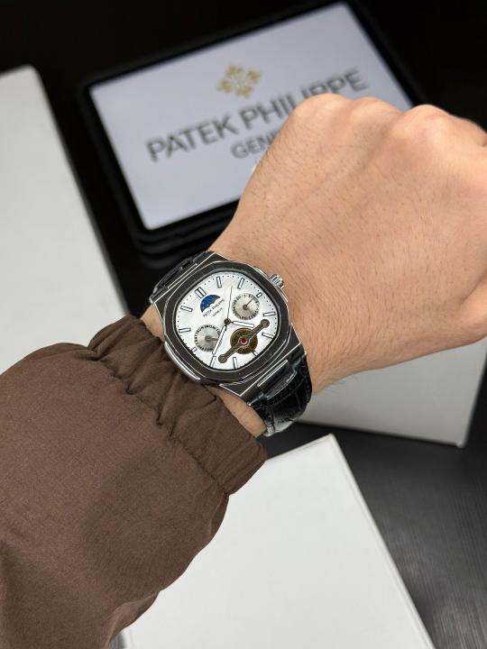 PATEK PHILIPE LEATHER BELT  WHITE DIAL