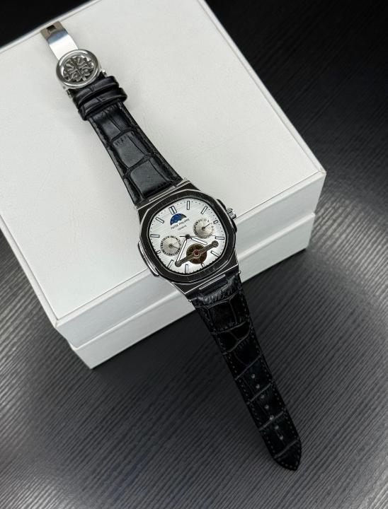 PATEK PHILIPE LEATHER BELT  WHITE DIAL