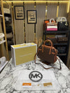 Michael ors Signature Carmen Flap Leather Satchel Handbag (Brown)