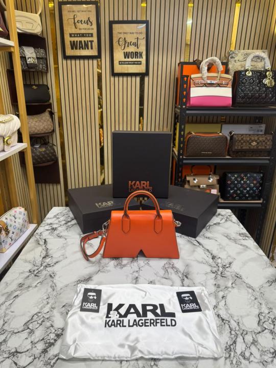 Karl_Lagerfeld KKushion Top Handle Crossbody Bag With Adjustable Strap Orange