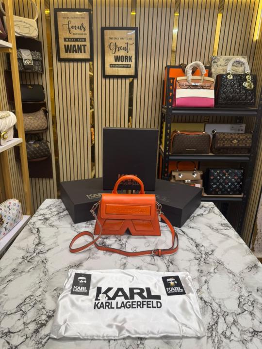 Karl_Lagerfeld KKushion Top Handle Crossbody Bag With Adjustable Strap Orange