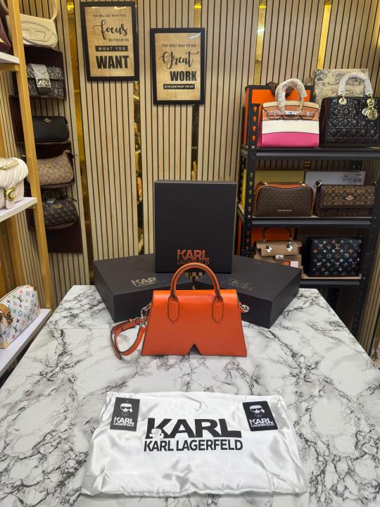 Karl_Lagerfeld KKushion Top Handle Crossbody Bag With Adjustable Strap Orange