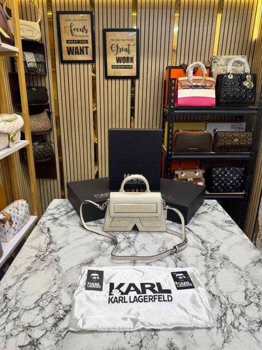 Karl_Lagerfeld KKushion Top Handle Crossbody Bag With Box And Dust Bag Beige