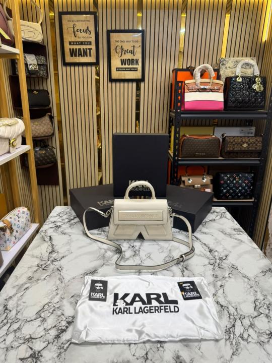 Karl_Lagerfeld KKushion Top Handle Crossbody Bag With Box And Dust Bag Beige