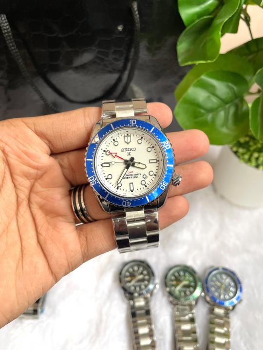 Seiko GMT Open Back Silver White AT459