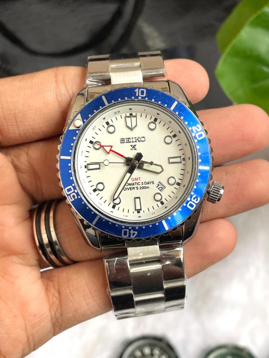 Seiko GMT Open Back Silver White AT459