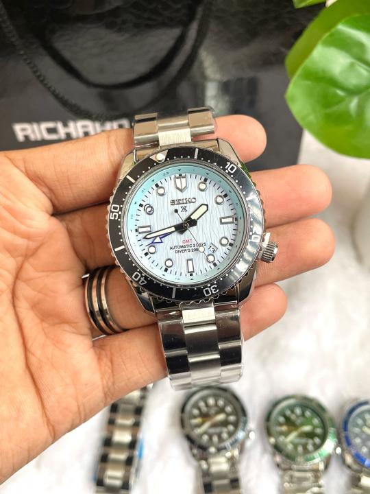 Seiko GMT Open Back Silver SkyBlue AT459