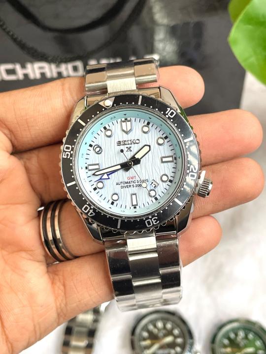 Seiko GMT Open Back Silver SkyBlue AT459
