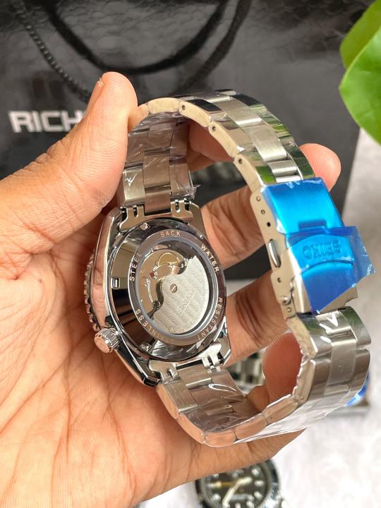 Seiko GMT Open Back Silver Green AT459