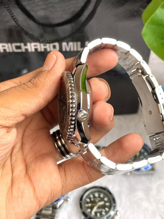 Seiko GMT Open Back Silver Green AT459