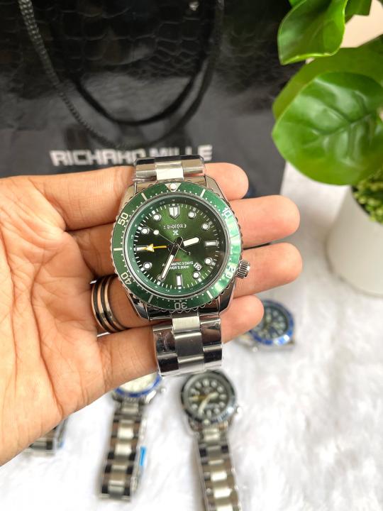 Seiko GMT Open Back Silver Green AT459